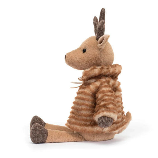 CozyCritters™ Plush Reindeer – Soft & Festive Stuffed Animal with Striped Jacket for Kids